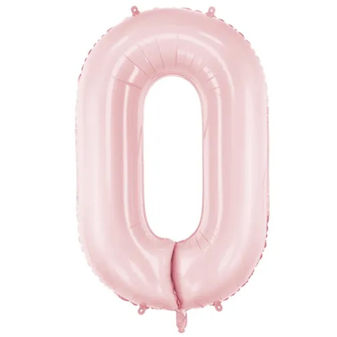 1 Ballon XXL - Zahl 0 - Light pink