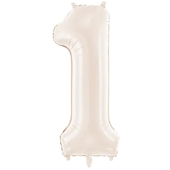 1 Ballon XXL - Zahl 1 - Light warm grey