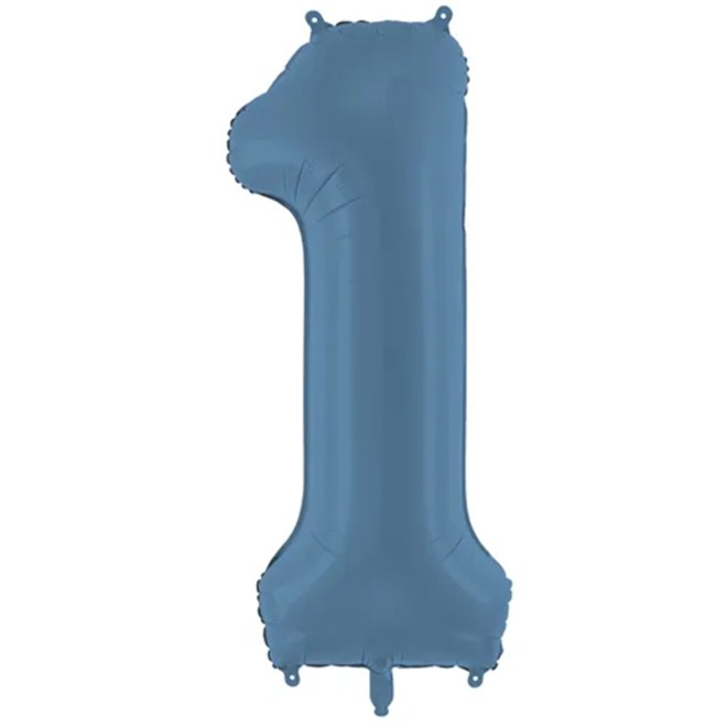 1 Ballon XXL - Zahl 1 - Misty Blue