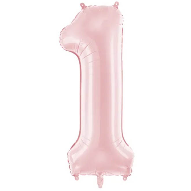 1 Ballon XXL - Zahl 1 - Light pink