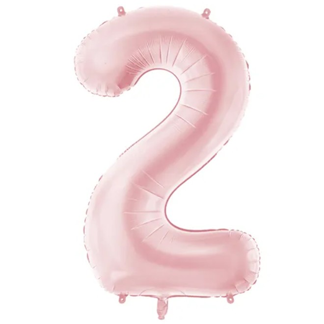 1 Ballon XXL - Zahl 2 - Light pink