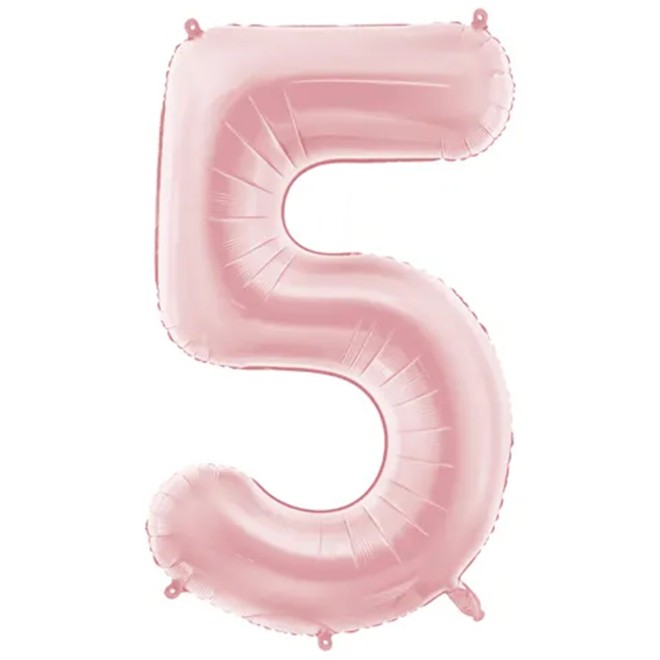 1 Ballon XXL - Zahl 5 - Light pink