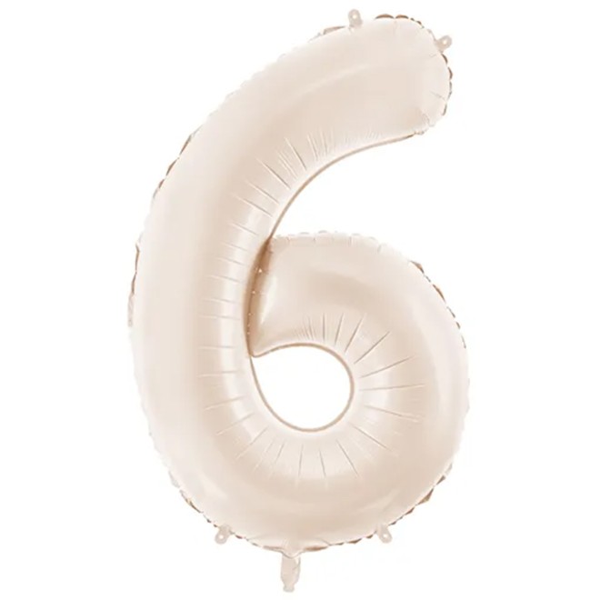 1 Ballon XXL - Zahl 6 - Light warm grey