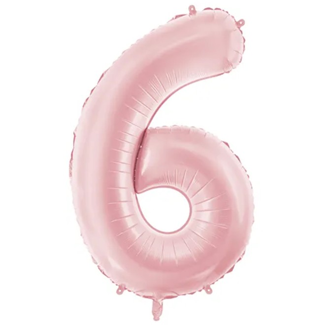 1 Ballon XXL - Zahl 6 - Light pink