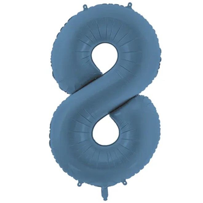 1 Ballon XXL - Zahl 8 - Misty Blue