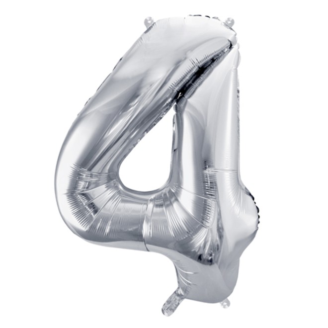 1 Balloon XL - Zahl 4 - Silber