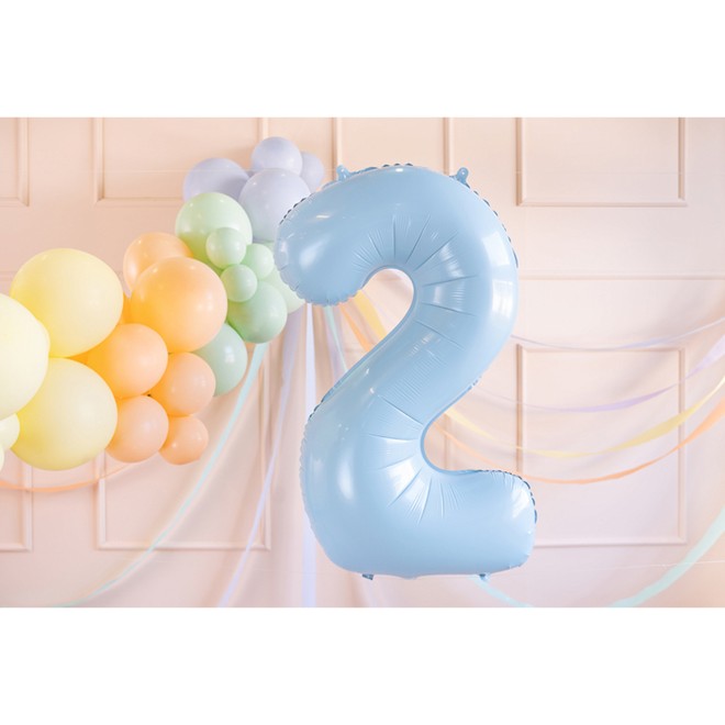 1 Balloon XL - Zahl 2 - Hellblau