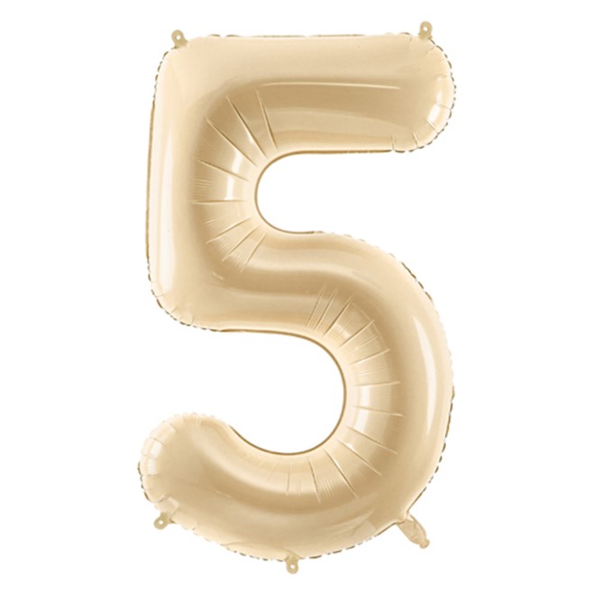 1 Balloon XL - Zahl 5 - Beige