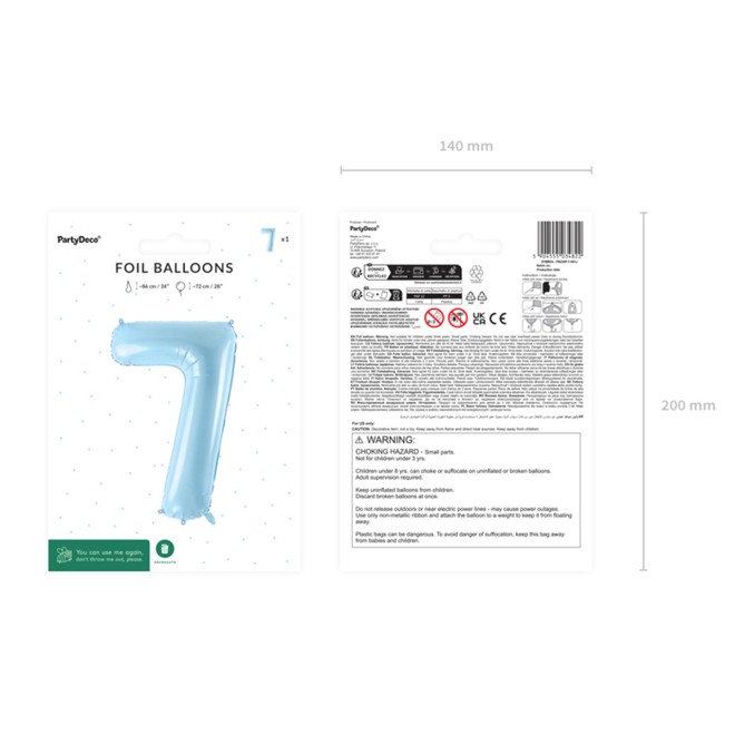 1 Balloon XL - Zahl 7 - Hellblau