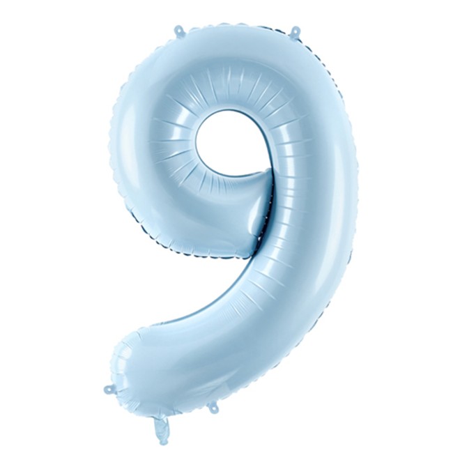 1 Balloon XL - Zahl 9 - Hellblau