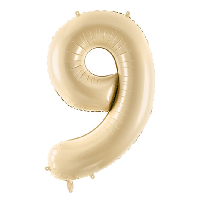 1 Balloon XL - Zahl 9 - Beige