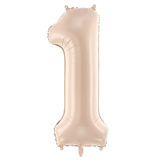1 Balloon XL - Zahl 1 - Dunkelbeige