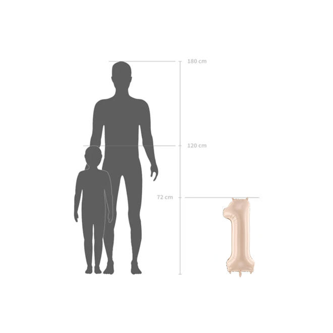 1 Balloon XL - Zahl 1 - Dunkelbeige