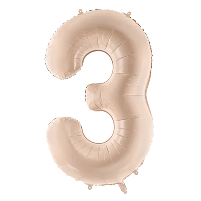 1 Balloon XL - Zahl 3 - Dunkelbeige