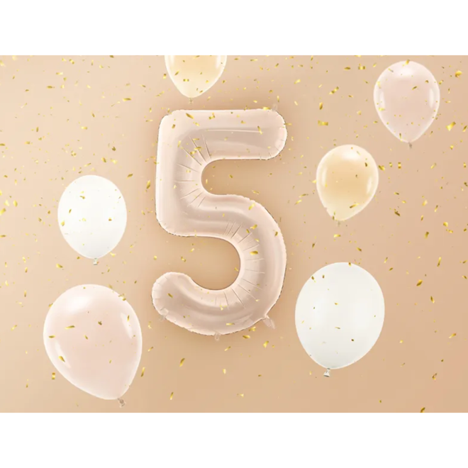 1 Balloon XL - Zahl 5 - Dunkelbeige