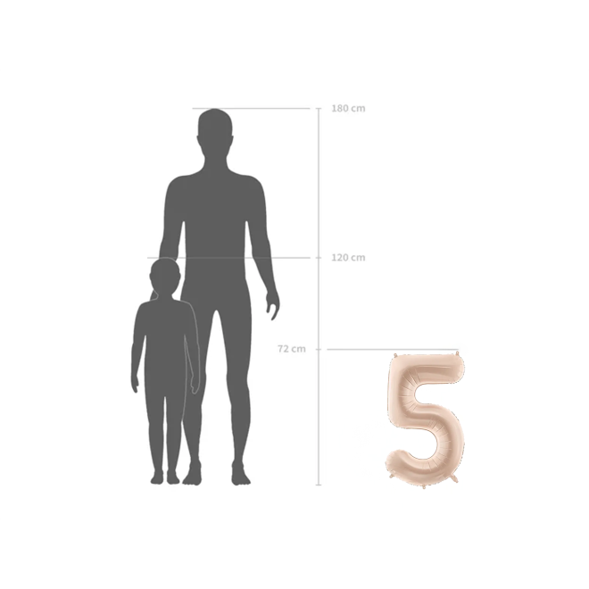 1 Balloon XL - Zahl 5 - Dunkelbeige