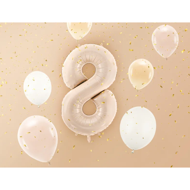 1 Balloon XL - Zahl 8 - Dunkelbeige