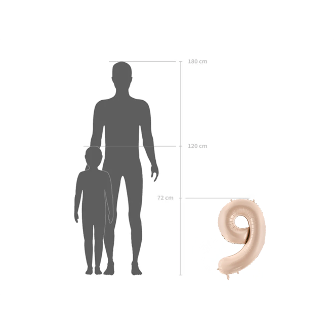 1 Balloon XL - Zahl 9 - Dunkelbeige