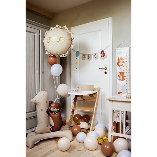 1 Balloon XXL mit Standfuß - Zahl 1 - Bär