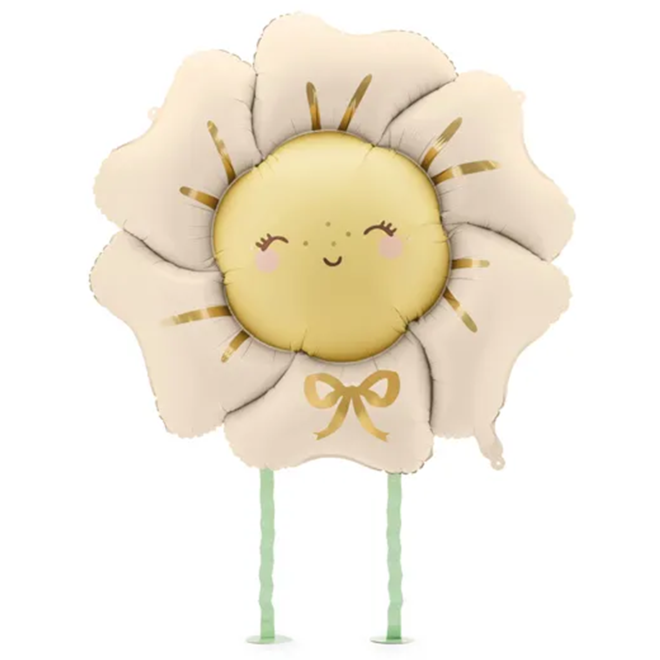 1 Laufender Ballon XXL - Blume - Hellbeige