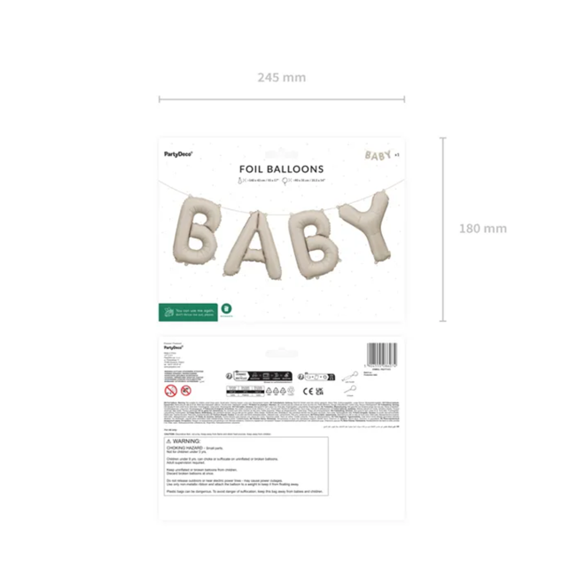 1 Ballon - Schriftzug - Baby - Beige