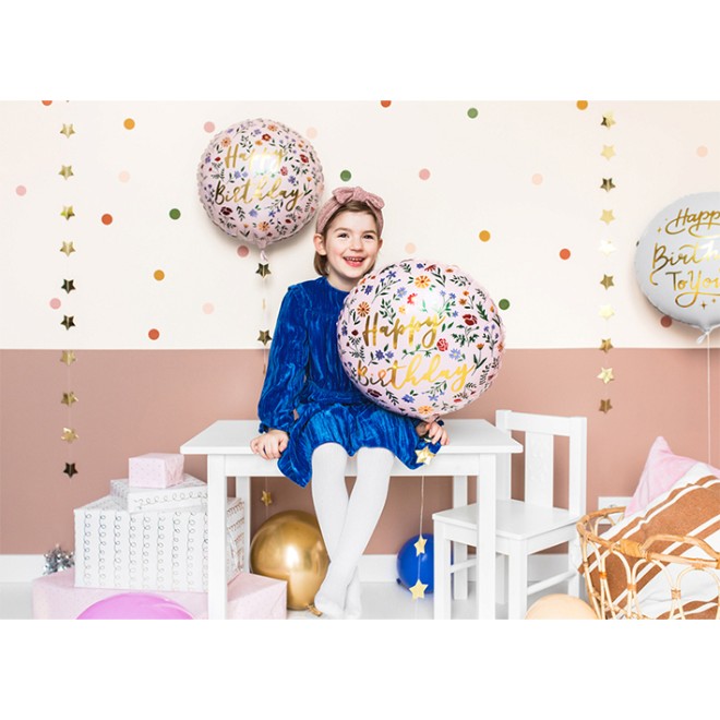 1 Ballon - Happy Birthday Flowers