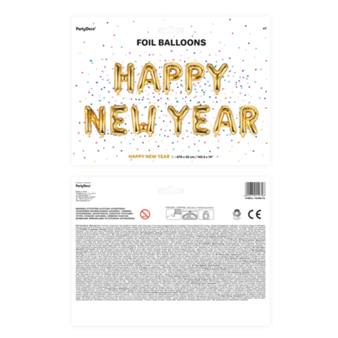 1 Ballon - Schriftzug - Happy New Year - Gold
