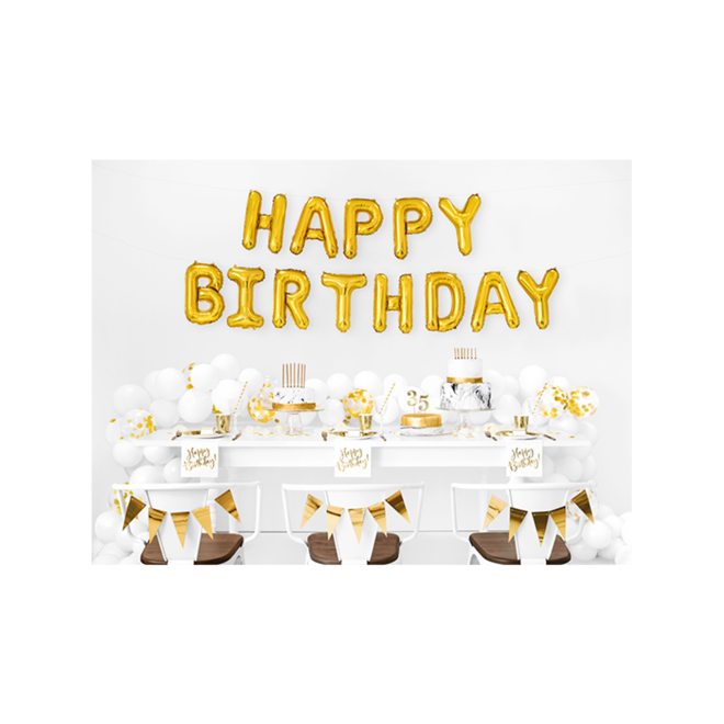1 Ballon - Schriftzug - Happy Birthday - Gold