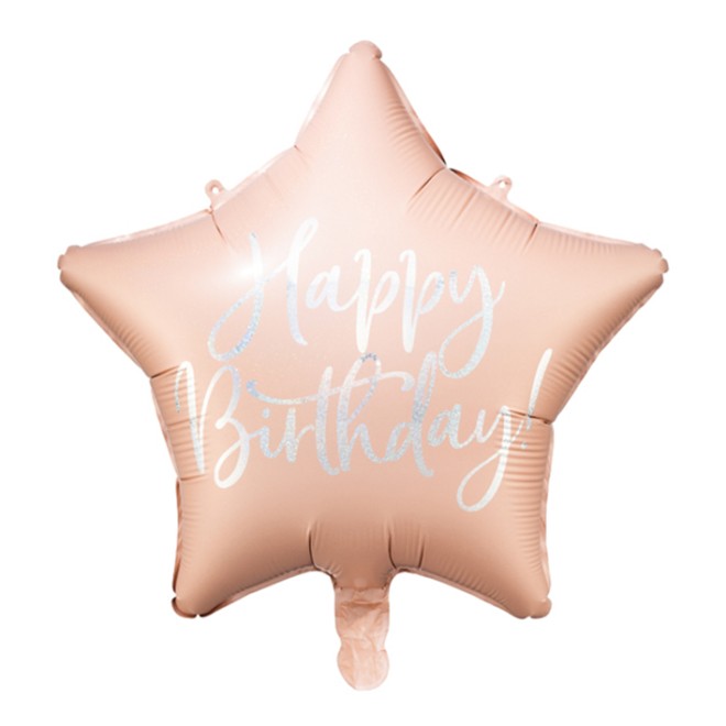 1 Ballon - Happy Birthday Star - Powder Pink