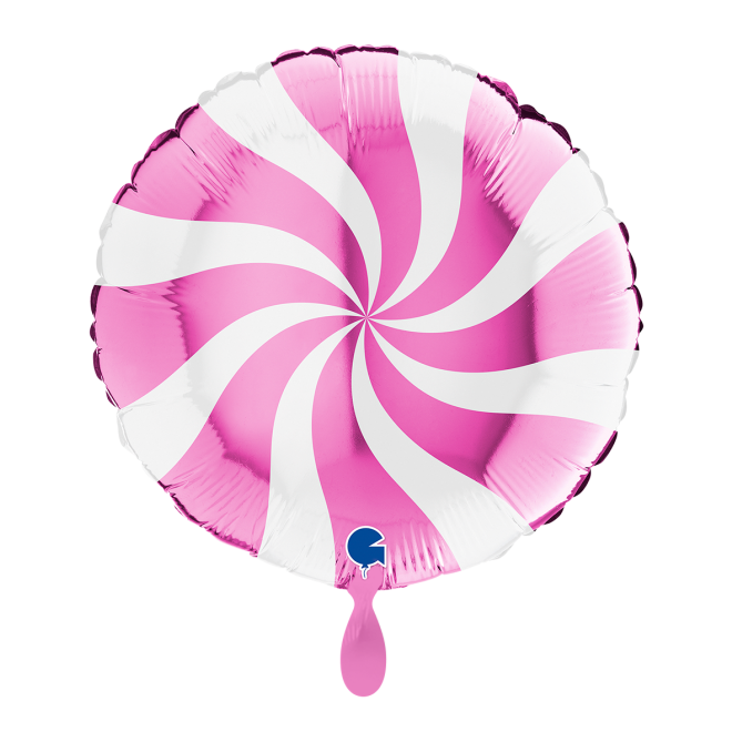 1 Balloon - Swirly - White-Fuxia