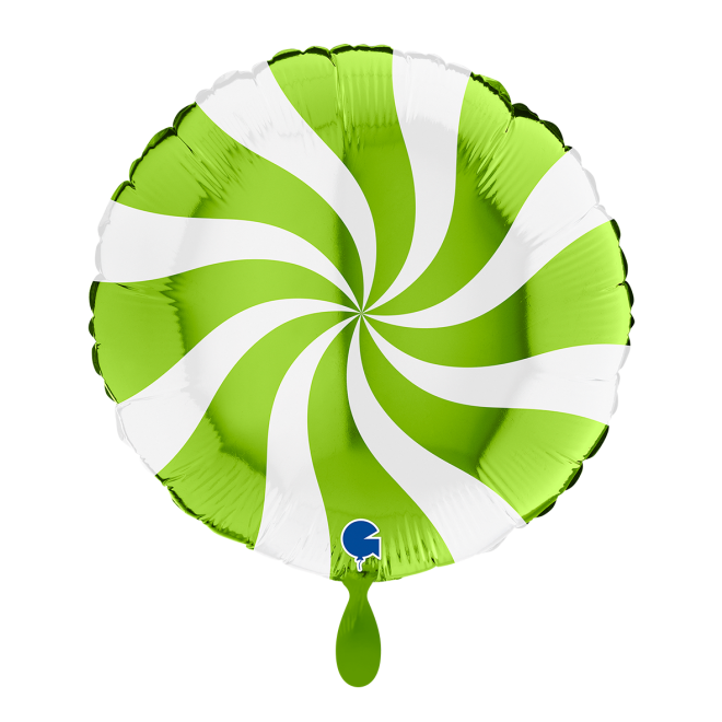 1 Balloon - Swirly - White-Lime Green