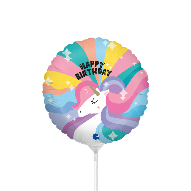 10 Miniballoons Airfilled - Birthday Unicorn (Unverpackt)