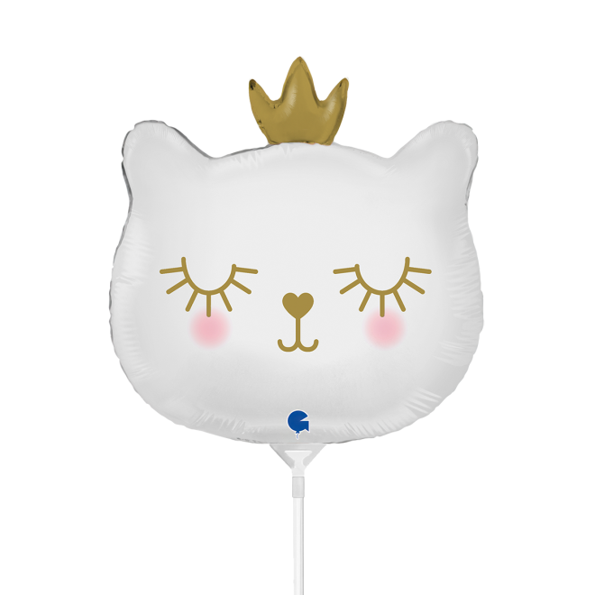 10 Miniballoons Airfilled - Cat Princess - White (Unverpackt)