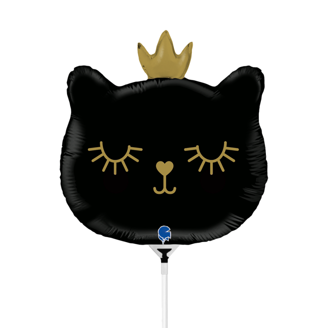 10 Miniballoons Airfilled - Cat Princess - Black (Unverpackt)
