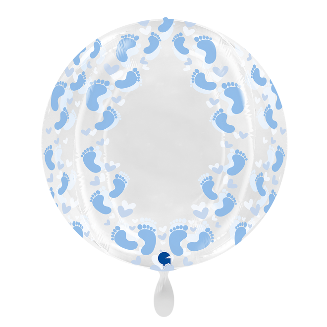 1 Balloon 4D XXL - Globe - Transparent Blue Footprint
