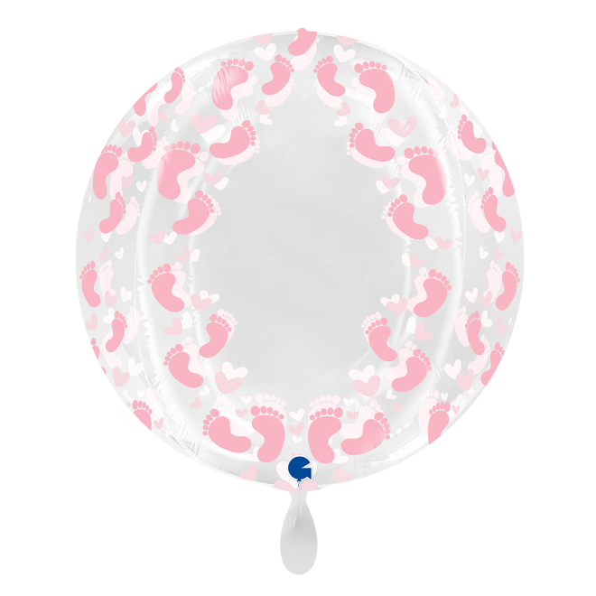 1 Balloon 4D XXL - Globe - Transparent Pink Footprint