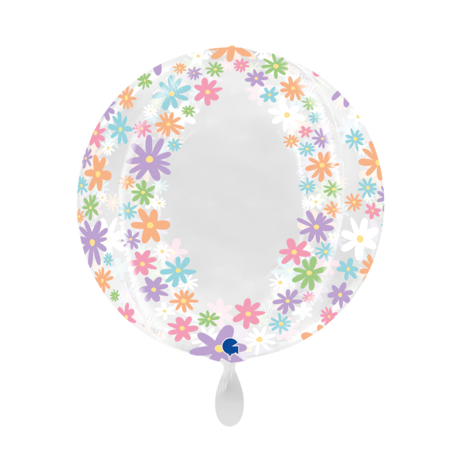 1 Balloon 4D XXL - Globe - Transparent Colorful Daisies