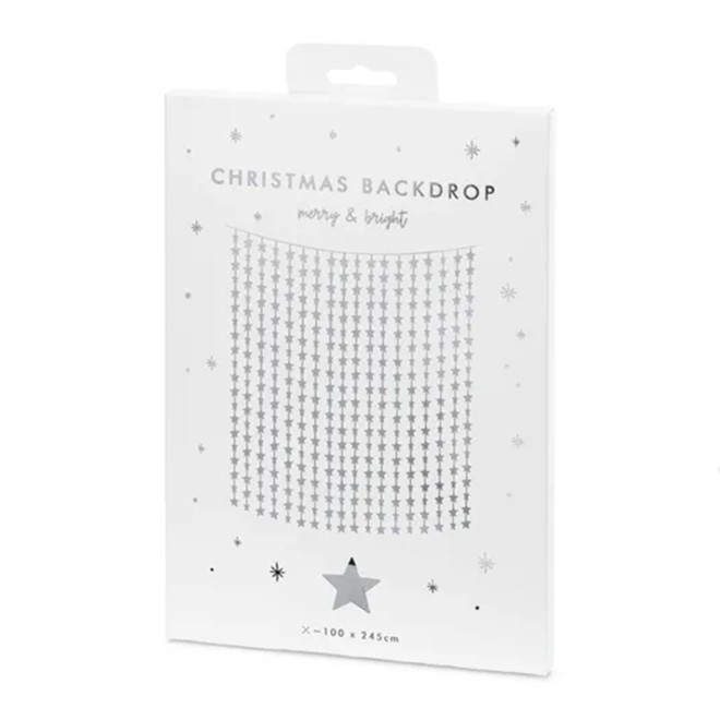 1 Glittervorhang - 2,5m - Silver Stars