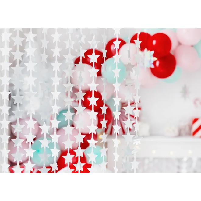 1 Glittervorhang - 2,5m - Silver Stars