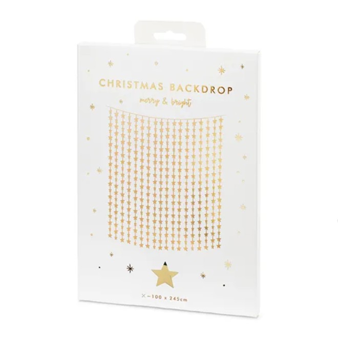 1 Glittervorhang - 2,5m - Golden Stars