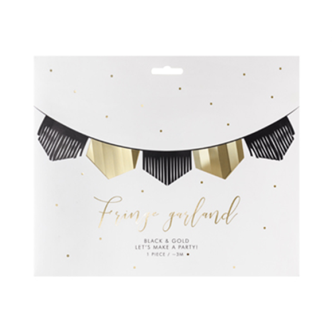 1 Glittergirlande - 3m - Gold & Schwarz