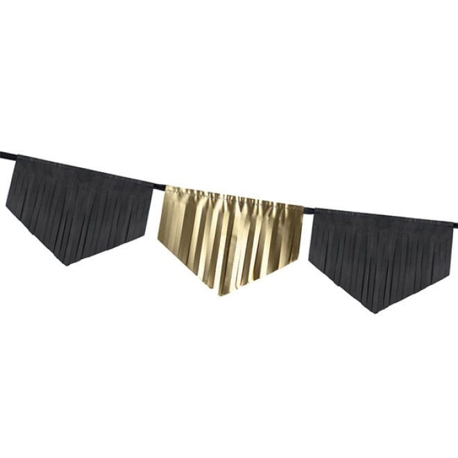 1 Glittergirlande - 3m - Gold & Schwarz