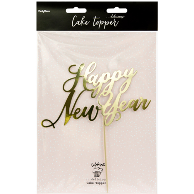 1 Cake Topper - Happy New Year - Gold