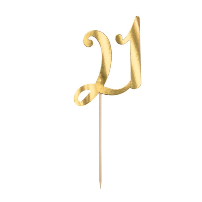 1 Cake Topper - 21 - Gold