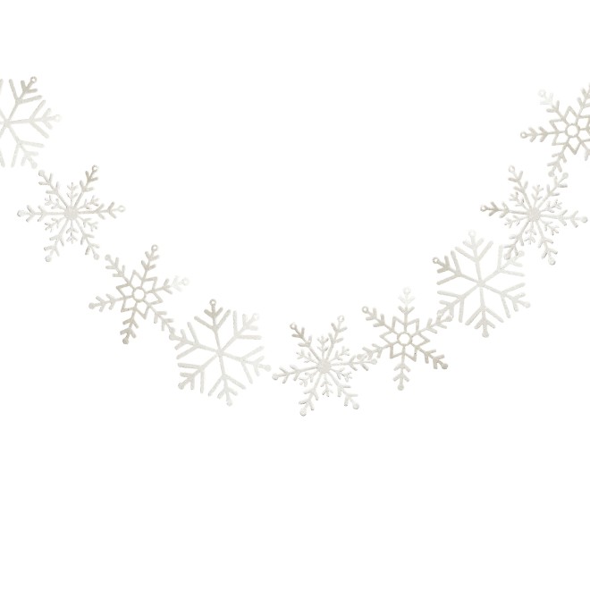 1 Garland - White Glitter Snowflake