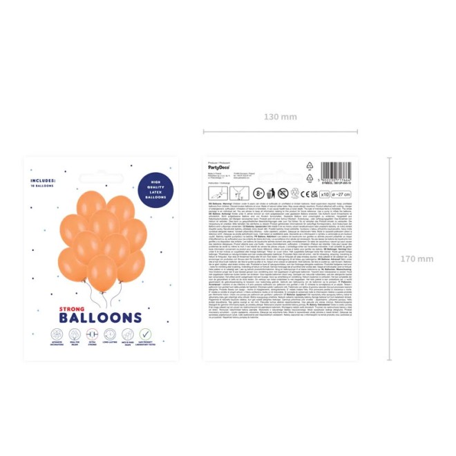 10 Luftballons - Ø 27cm - Pastell Mandarin Orange