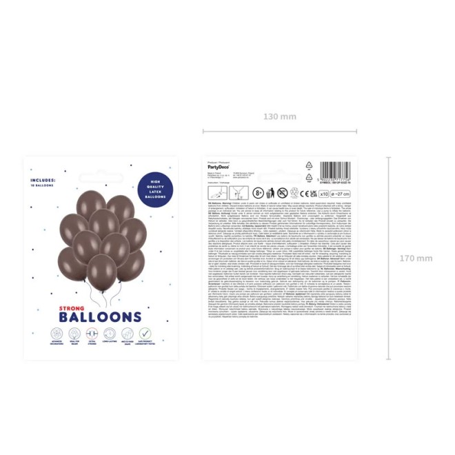 10 Luftballons - Ø 27cm - Pastell Cocoa Brown