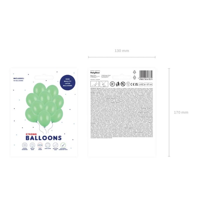 10 Luftballons - Ø 27cm - Pastell Bright Green