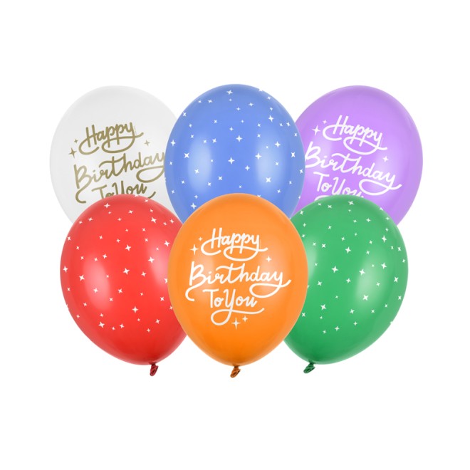 6 Motivballons - Ø 30cm - Happy Birthday to You