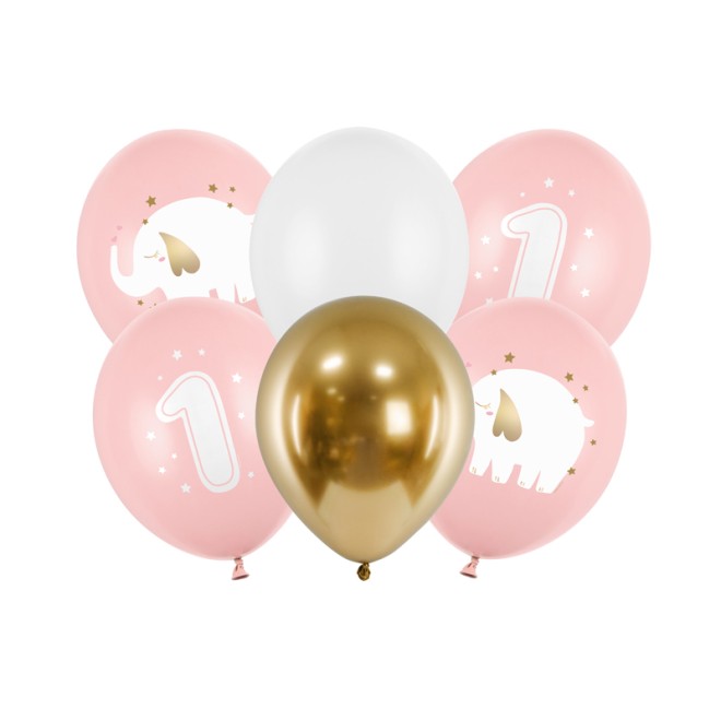 6 Motivballons - Ø 30cm - One Year Girl